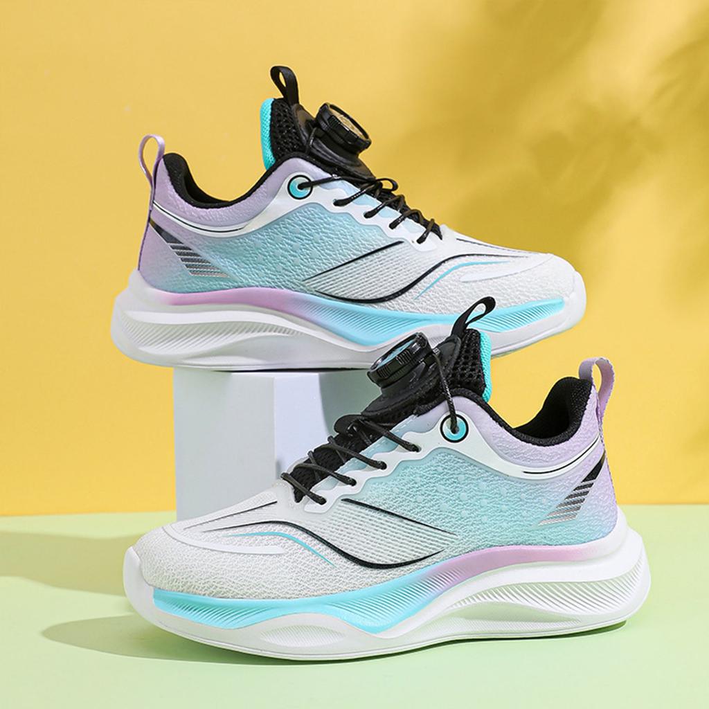 Boys Sports Shoes Lightweight Breathable Mesh Anti-Slip Rotating Buckle Student Sneakers Girls Trendy Casual Running Shoes