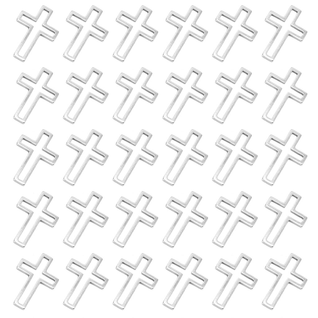 Resin Craft Bezel Stainless Steel DIY Open Bezels Hollow Frame Pendant Jewelry Making SuppliesCross Shape 30pcs S