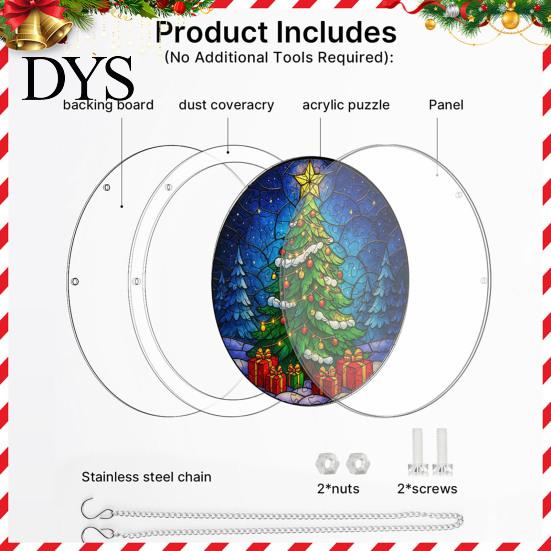 Home Window Hanging Ornament Christmas Acrylic Puzzle Suncatcher, Holiday Tree Snowman Stockings Red Bird Sun Catcher Stained Glass Art Kit