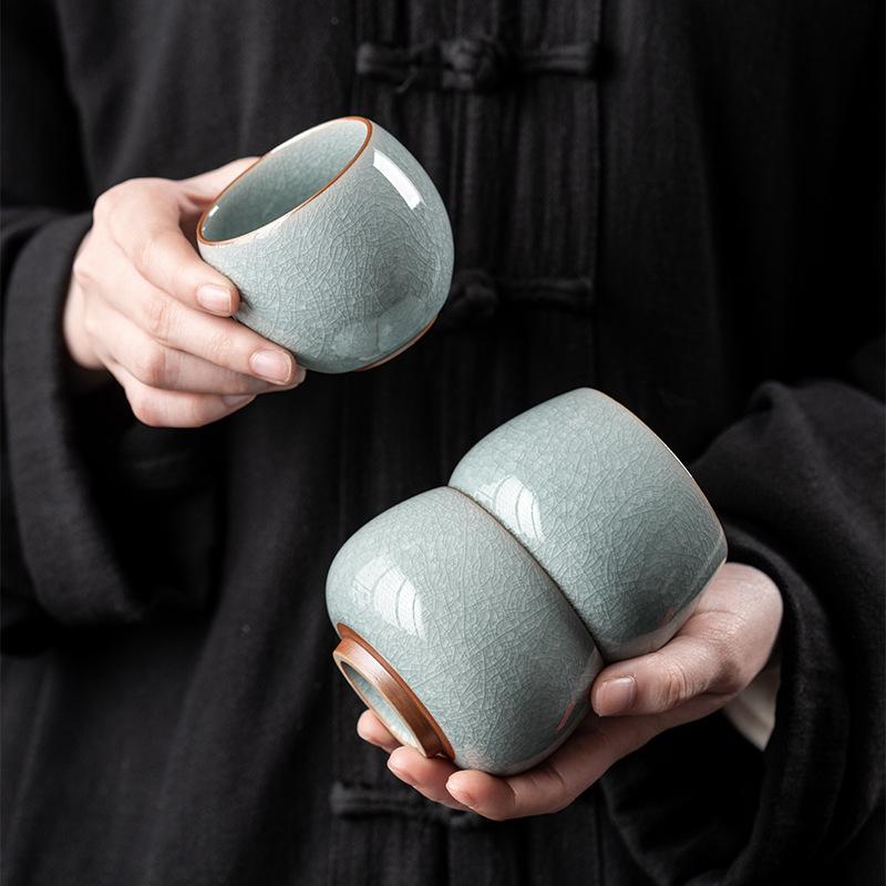 Ice Flower Ru Kiln Master Cup Ceramic Kung Fu Tea Set Personal Special Teacup Tea Cup Single High-end Building Cup