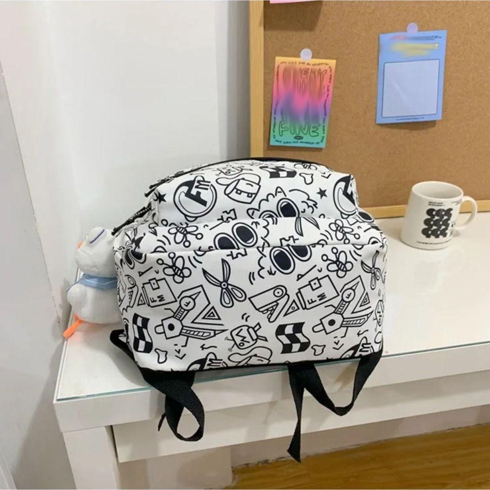 Doodle Students Backpack Graffiti Shoulder Bag Large Capacity School Bag  Travel