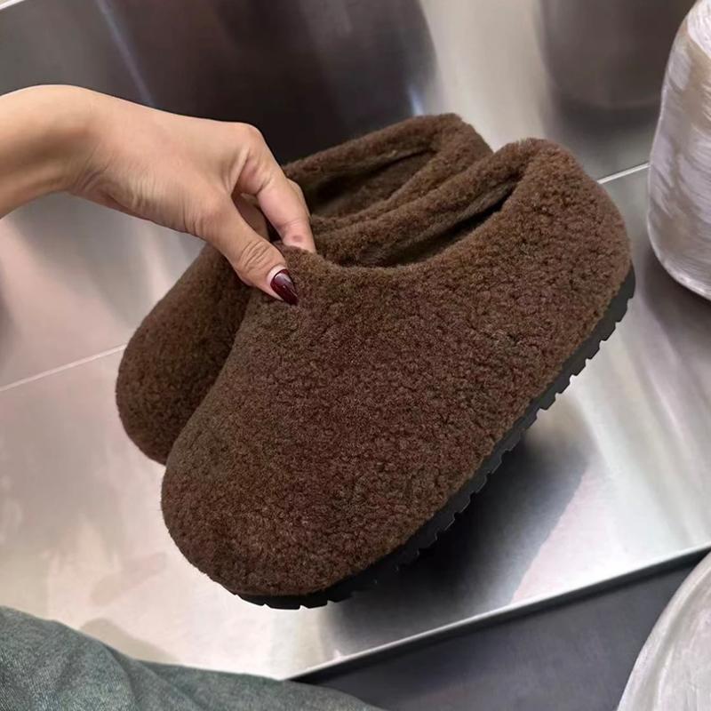 Winter Slippers for Women Plush Warm Cotton Slipper Leopard Design Platform Slides Winter Casual Mules Slides Lady Cotton Slides