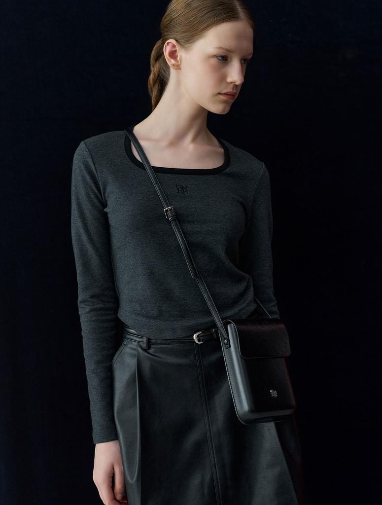 GENERALIDEA Leather Pintuck Midi Skirt [Black] / Wbd4L13513