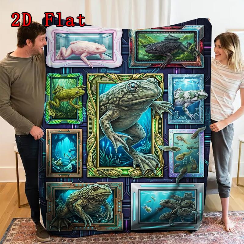 Frog Evolutionary Showcase 2D Flat Pattern Flannel Blanket, High Quality All Seasons, Home Decor, Warmth and Comfort, Perfect for Christmas Gifts.