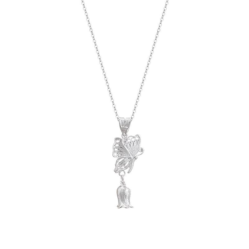 

Ожерелье с кисточками в виде бабочки и колокольчика орхидеи, китайская мода, универсальная цепочка для воротника