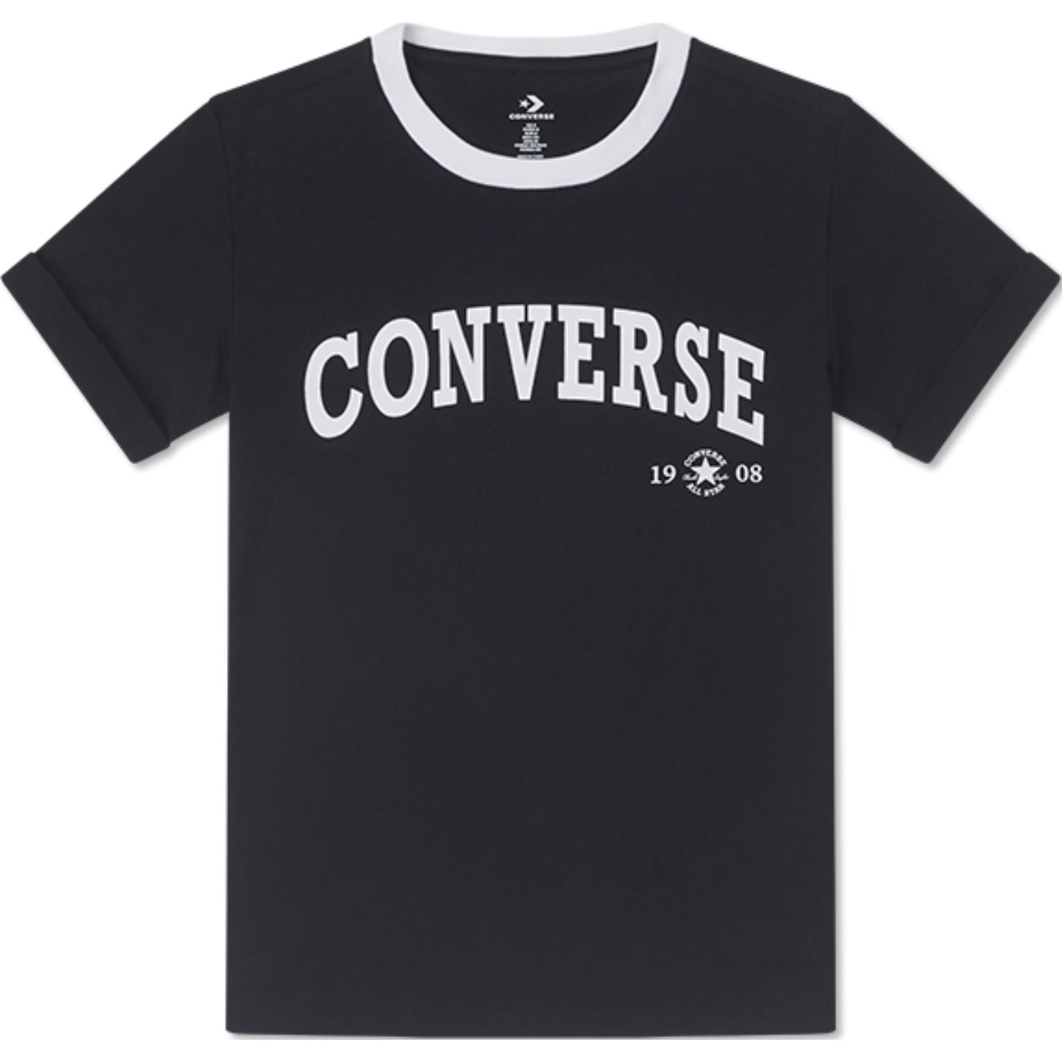 

New Converse RETRO CHUCKARCH TEE T-Shirt Women s Black 10026365-A02 90