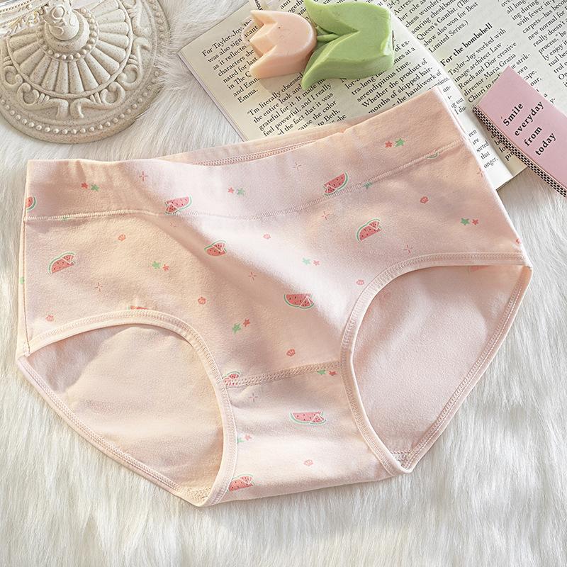Women S Pure Cotton Antibacterial Breathable Mid Waist Printed Triangle Panties