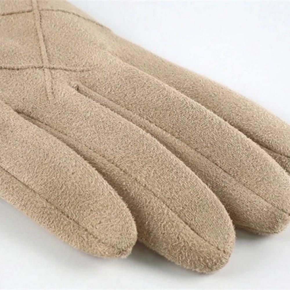 Winter Fleece-lined Gloves Plaid Cycling Mittens Elegant Touch Screen Gloves  Keep Warm