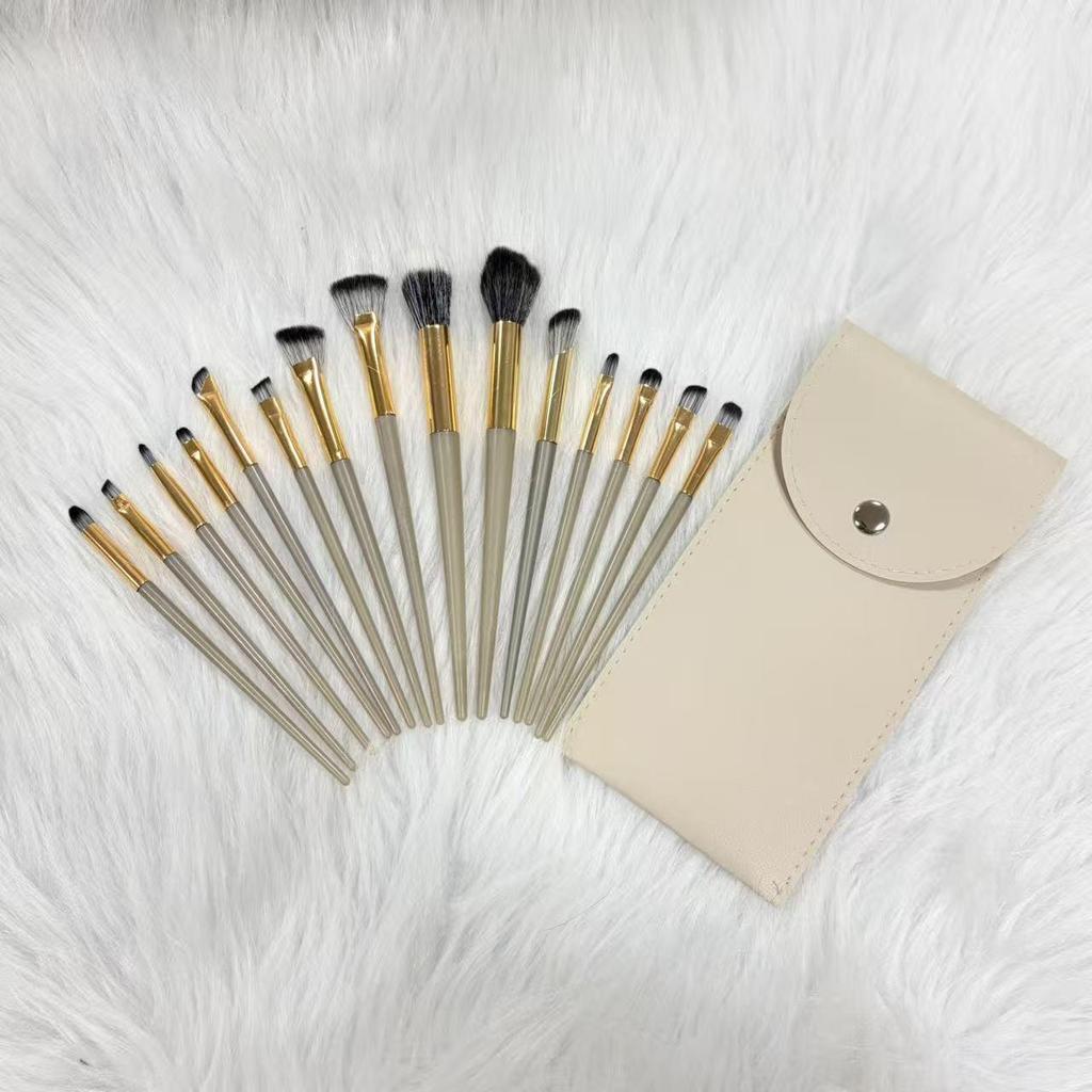 13-Piece Gilded Makeup Brush Set: Soft Hair Eye & Eyeshadow Brushes