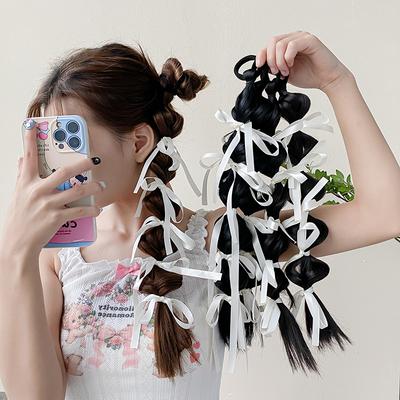 Braided Wigs Fabric Bow Hair Ring Rope Women Korean Cute Style Fashion Sports Boxing Braid Headband Girls Hair Accessories