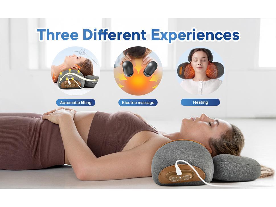 3-in-1 Heated Neck Support Pillow with Traction and Shoulder Pain Relief Massager
