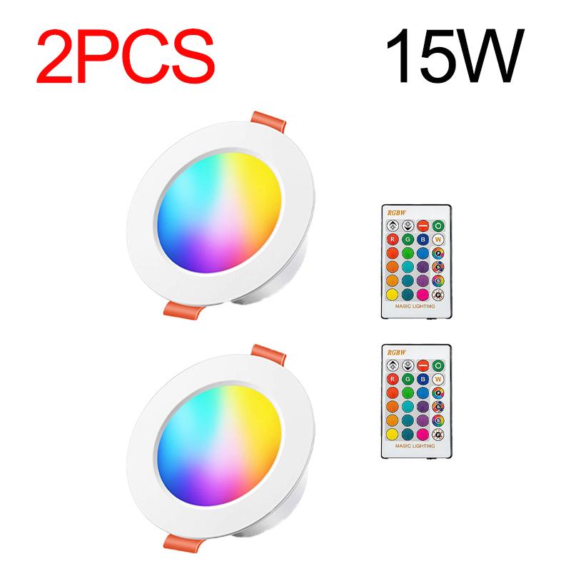 10/15W Smart LED Downlight,RGB Color Dimmable Changing Recessed Ceiling Light w/RF Remote Control,Easy Install Lamp for Bedroom