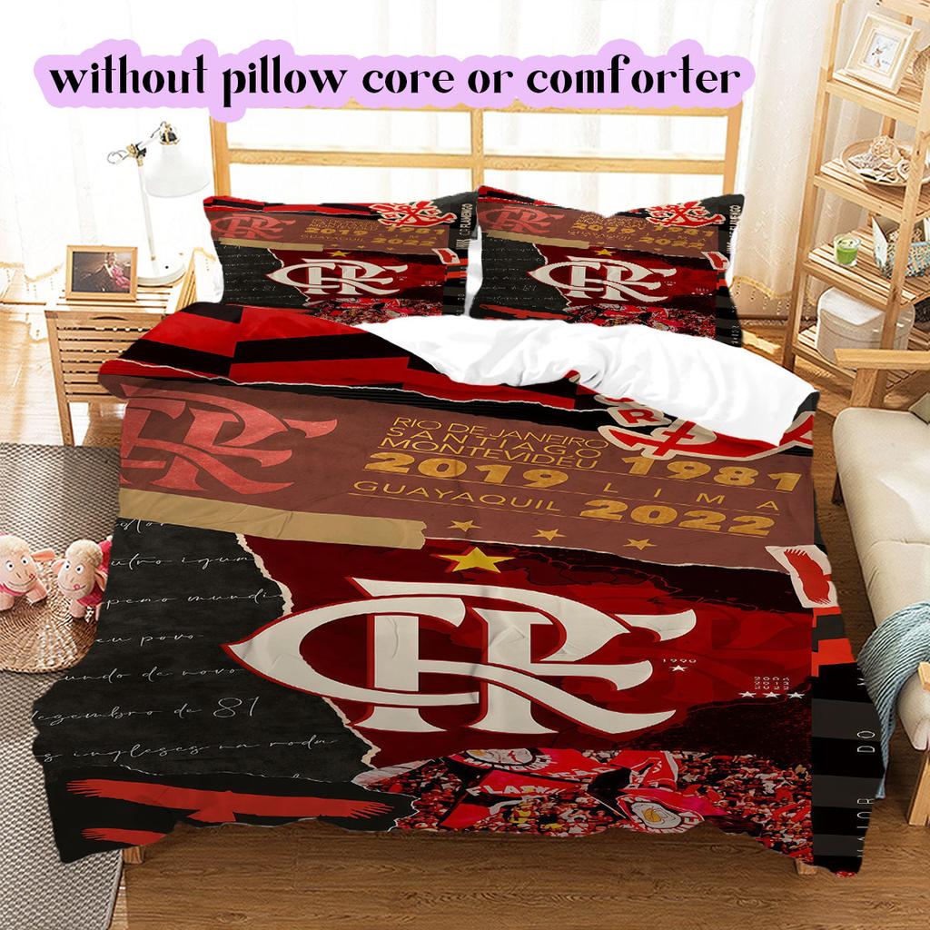 Flamengo Football Soccer Pattern Bedding,Quilt Set Quilt Cover Pillowcase Home Birthday Gift (1*duvet Cover+2*pillowcase,without Core)