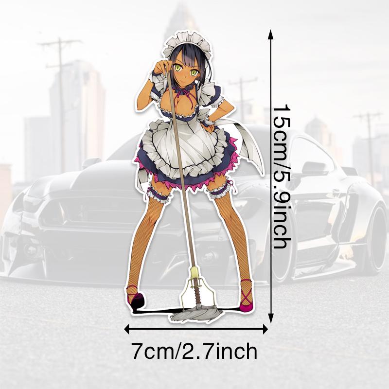 Anime Girl Car Sticker Personality Shy Woman Cartoon PVC Decal Skateboard Campervan Car Shape