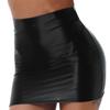 Womens High Waist Pencil Skirt Glossy Solid Color Design Elastic Waistband Casual Miniskirt