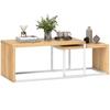 Set di 2 Tavolini Moderni Impilabili Struttura in Metallo per Soggiorno 90x48x42 cm e 59x42x36 cm Naturale e Bianco
