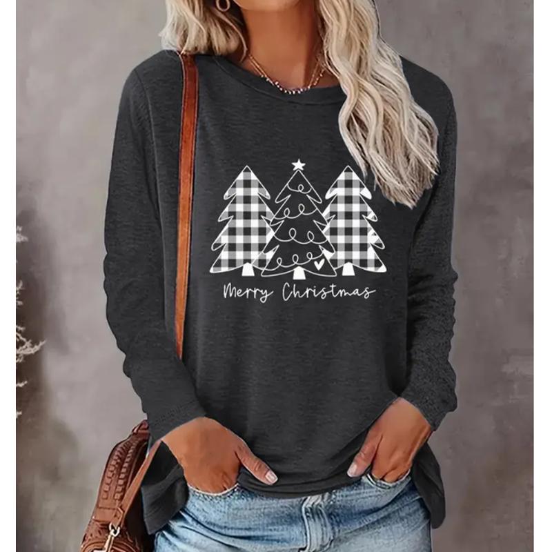 2025 Autumn & Winter Women's New Casual Crew Neck Long Sleeve Top 3D Christmas Pattern