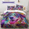 Colorful dog  Pattern Bedding Quilt Set Quilt Cover Pillowcase Home Decoration  Gift (1 * duvet cover + 2 * pillowcase, without core)