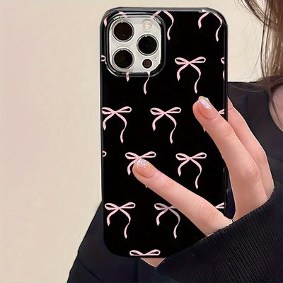 Pink Bowknot Pattern Phone Case For IPhone 16 17 15 14 13 12 11 Pro Max Plus Air Protective Cover Fashion Comfortable Funda