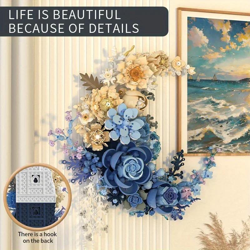 934PCS Eternal Moon Flower Building Blocks Wall Hanging Home Decoration Bouquet Model Bricks Kids DIY Toys Holiday Gifts