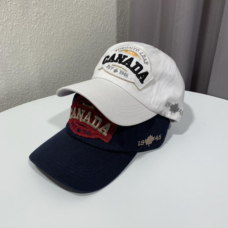 All-season American retro burgundy versatile baseball cap for men Canada English Embroidered Patch Duckbill Cap for Women