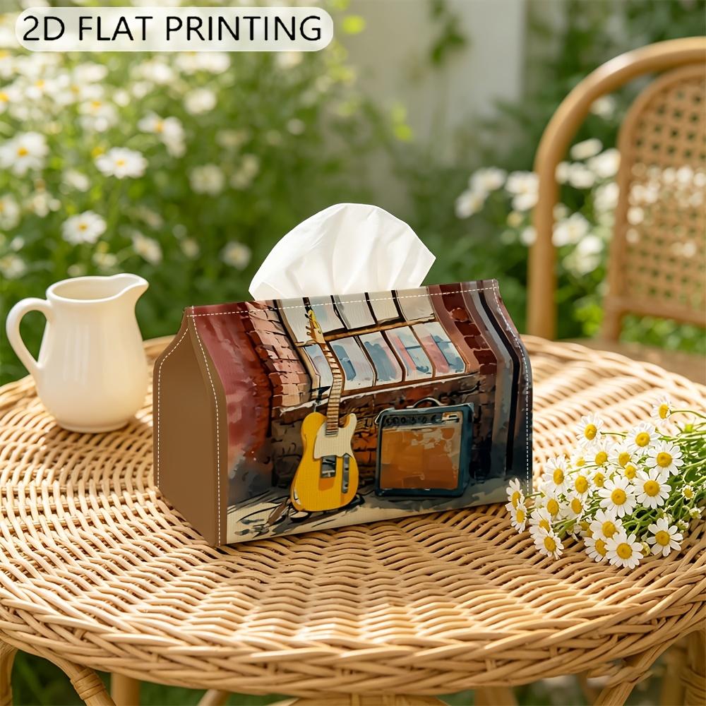 2D Flat, an Abstract Guitar Amplifier Pattern-inspired Tissue Box Decorative Storage Box, a Suitable Elegant Room Decor Accessory for Any Room, and an