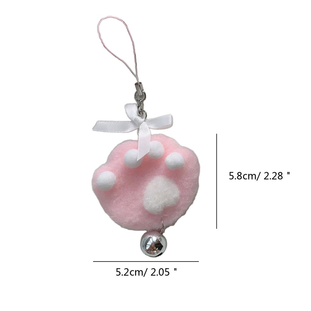 1/2pcs Lovely Cat Claw Bowknot Bell Phone Strap Versatile Plush Keychain Fashionable Bag Ornament Keys Cameras Accessory