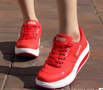 Leather Outdoor Rocking Shoes Sneakers Single Shoes Muffin Shoes Large Size Women's Shoes