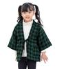 SOUBIEN Kids' Hanten/Dotera Loungewear, Cotton-Filled Check Pattern, Size 130, Boys and Girls, Green X Black (sbn-dtr10244)