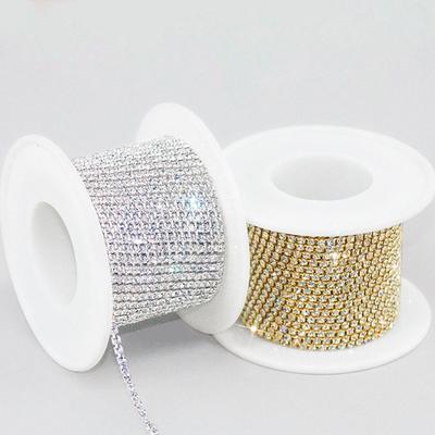 Glitter AB Dense Rhinestone Chain Trim Applique Rhinestone Chains Crystal Diamond Beads Home Decor