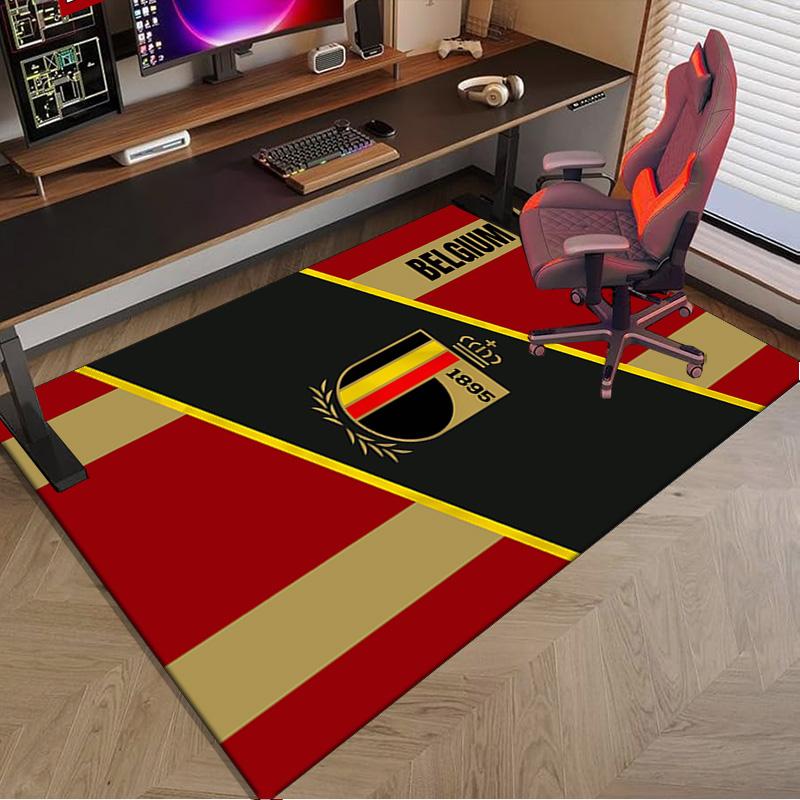Belgian Football Association Emblem Area Rug Office rug, Chair Rug, Decor Carpet Livingroom bedroom Mat, Large Size Fan gifts Christmas gifts