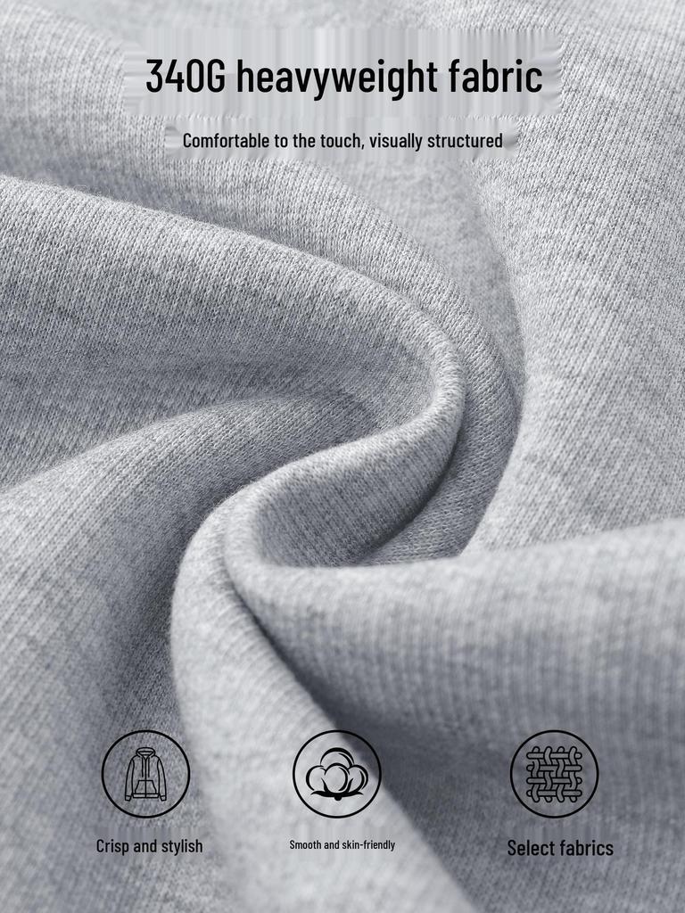Men's Heavyweight Patchwork Raglan Hoodie: Autumn/Winter Round Neck Casual Layer Top (340G)