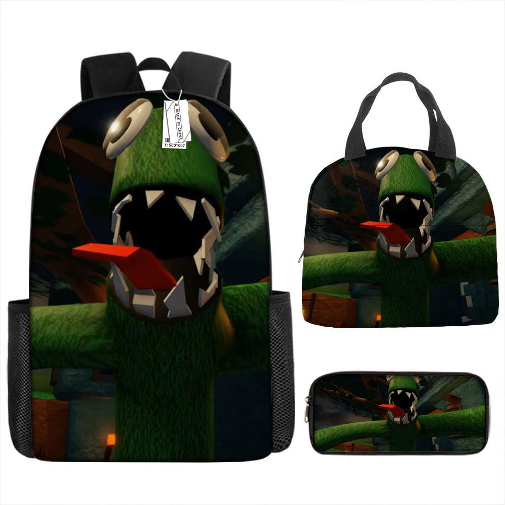 Rainbow Friends School Bag Rainbow Friends Backpack Three-piece Set for Elementary School Students Large Capacity Cartoon Computer Bag