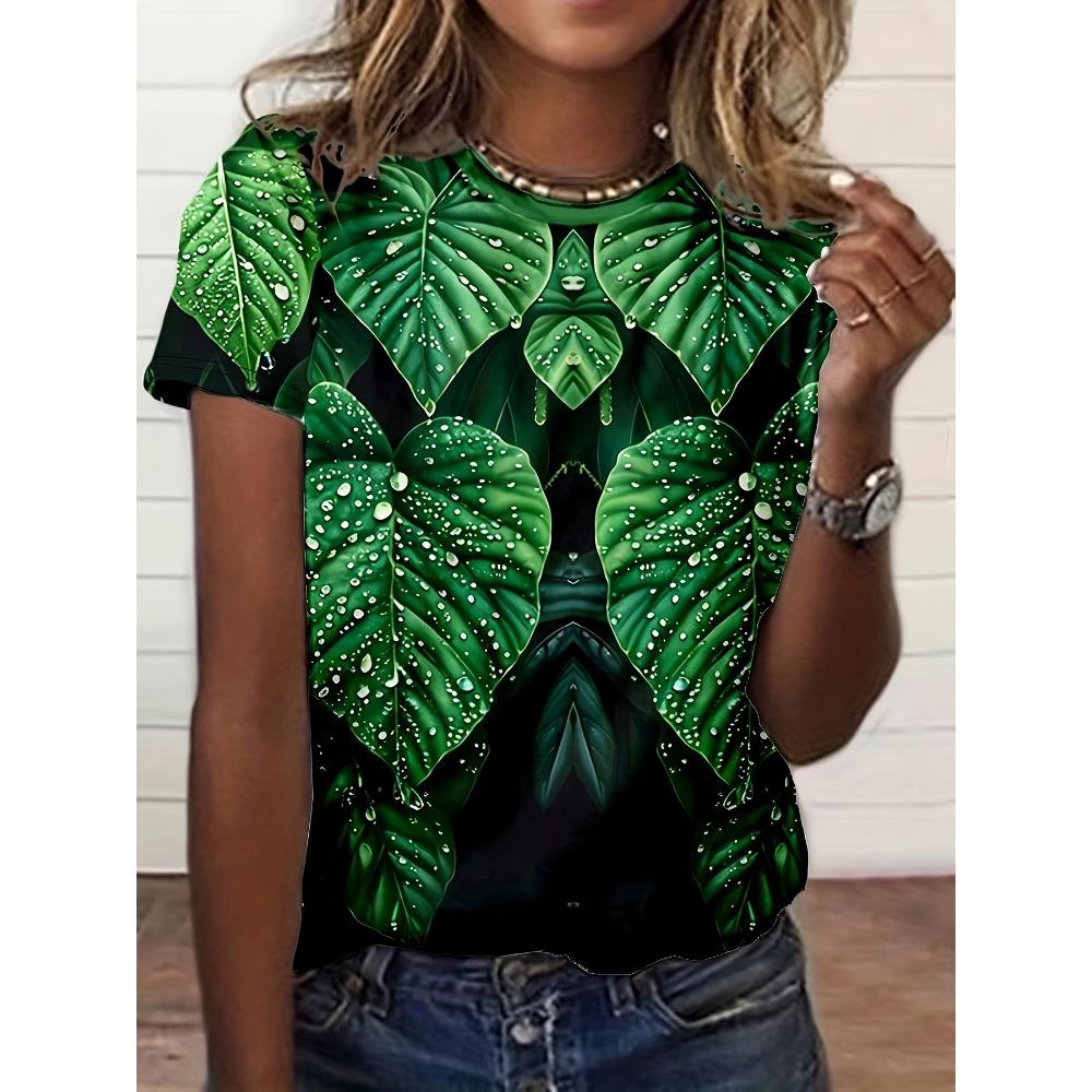 Summer Fashion Peacock Flower 3D Print T-Shirts Women Casual Short Sleeve Streetwear Round Neck