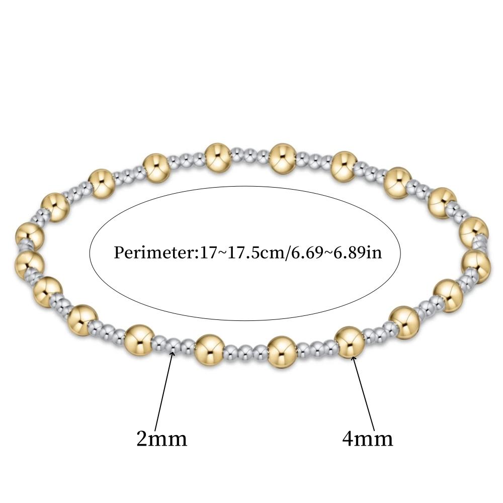 Vlen Women's Adjustable Stackable Beaded Bracelet Gold & Silver Mixed Boho Minimalist Jewelry Gift