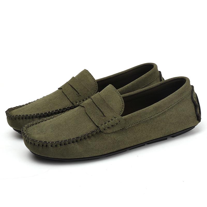 Handgefertigte Herren-Mokassins aus Wildleder - Rutschfeste Sohle, Schlupfstil, Business-Casual 43 grün