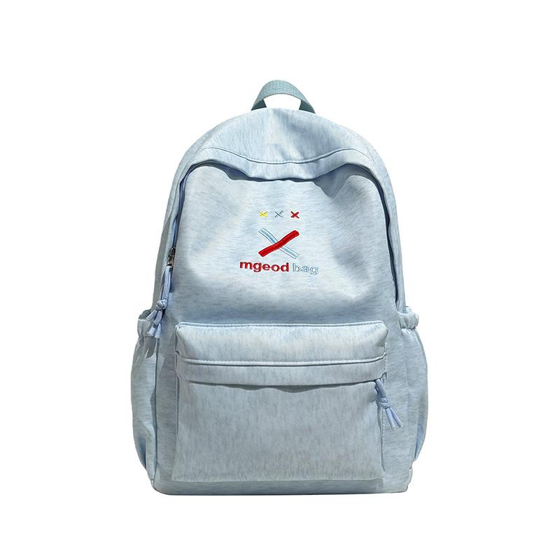 Schoolbag Cute Cartoon Embroidered Backpack Female Student Schoolbag Large Capacity Simple College Style Spot Backpack