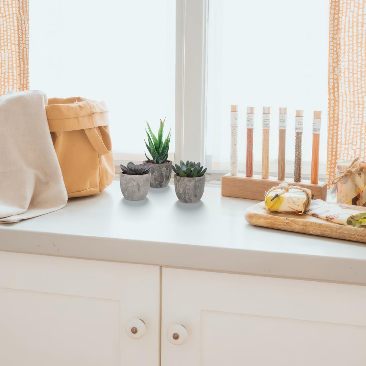 

DOITOOL 3 Pcs Fake Succulents Potted Realistic Artificial Succulent Plants in Pots for Bathroom Home Office Table Decoration