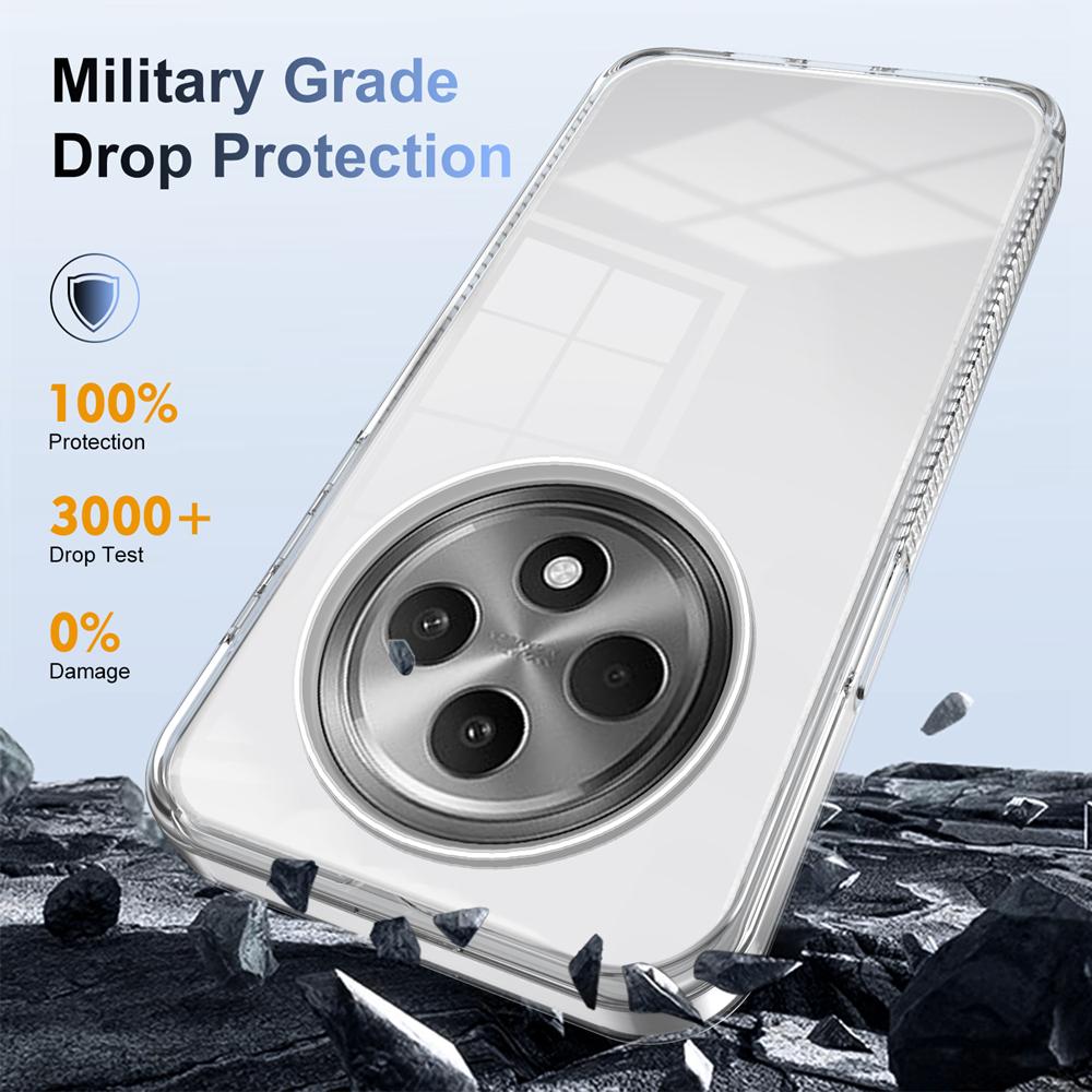 KEYSION Transparent Phone Case for OPPO Reno12 F 5G Soft TPU+PC Anti-slip HD Clear Shockproof Phone Cover for OPPO Reno 12F 5G