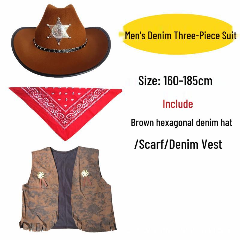 Western Cowboy Halloween Costume Set for Adults & Children - Perfect for Parent-Child Performances