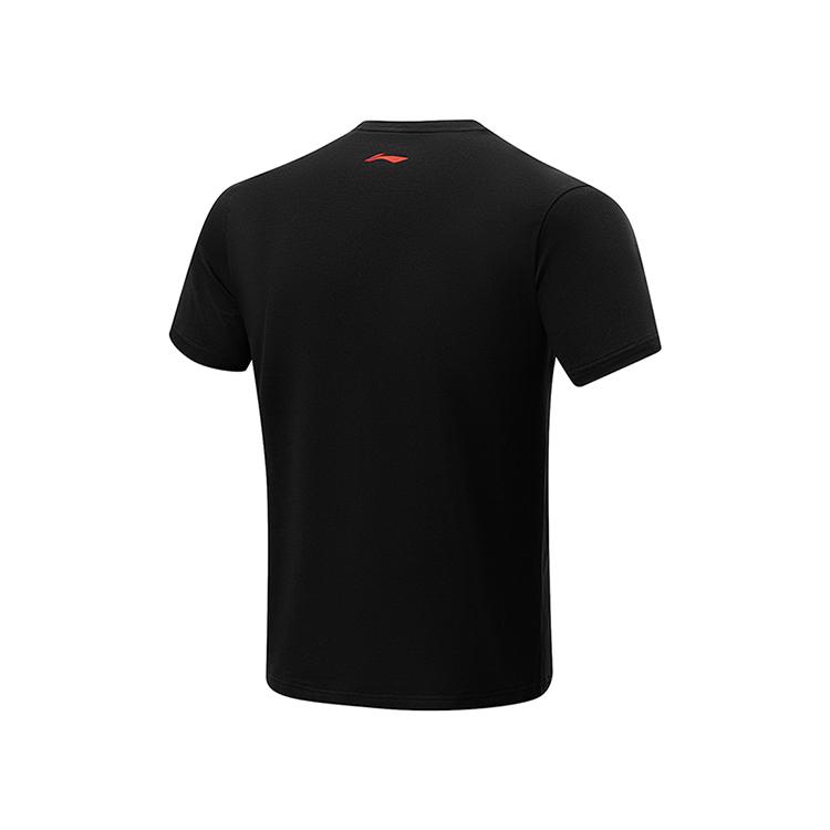Li Ning Table Tennis Series Casual Minimalist Text Print Sweat-Absorbing Short Sleeve T-Shirt Unisex Tops Black AHSU287-1