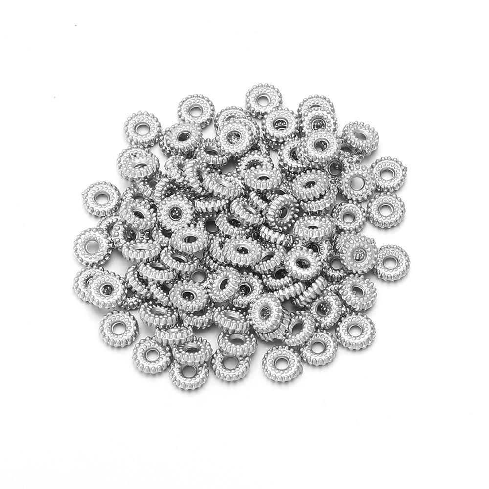 

200pcs CCB Spacer Beads Flat Round Big Hole Loose Beads For Jewelry Making DIY Handmade Necklace Bracelet Accessories Findings