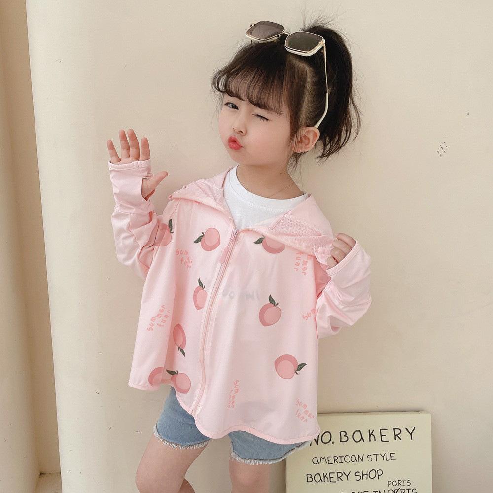 Kinder Bär Eis Seide Sonnenschutz Kapuzenpullover UPF50+ Leichte Atmungsaktive UV-Schutz Sommerjacke für Jungen und Mädchen
