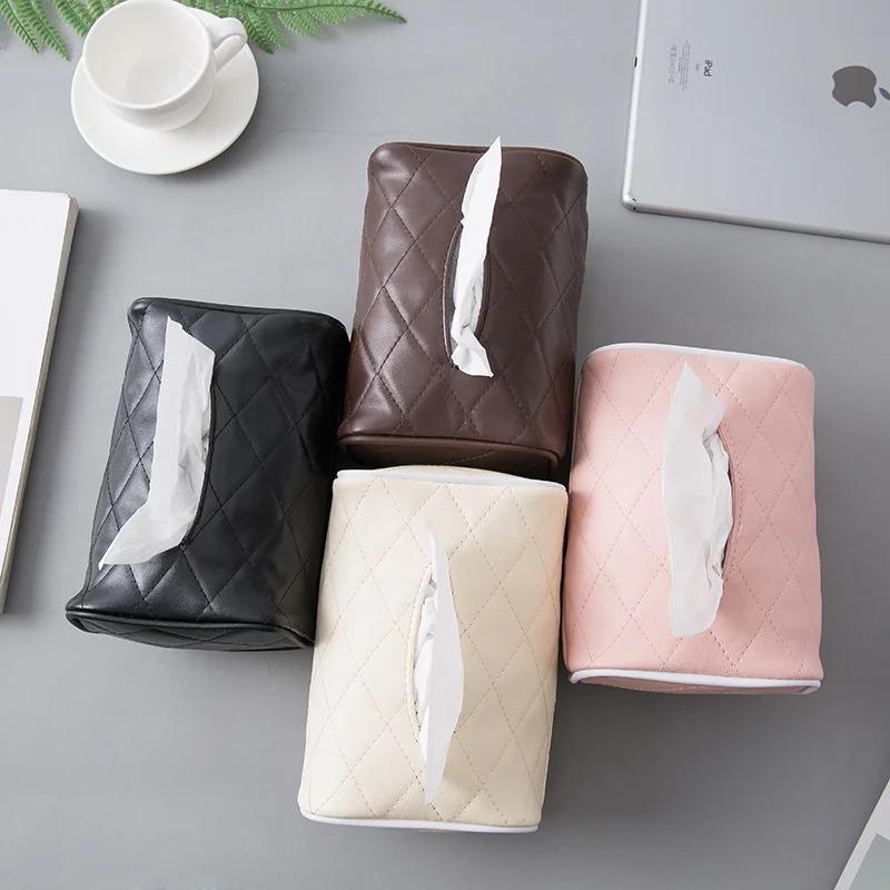 Bathroom Car Room PU Leather Tissue Box Napkin Holder Auto Paper Cover Case Organizer Towel