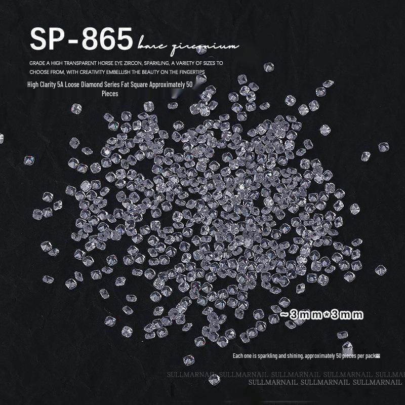 Nail Art Jewelry: Transparent Zircon Diamonds In Various Shapes (50 Pcs)