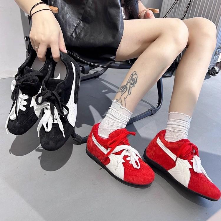 6cm inner height increase German training shoes women's 2025 new versatile flat-bottomed retro Forrest Gump shoes red casual shoes women's