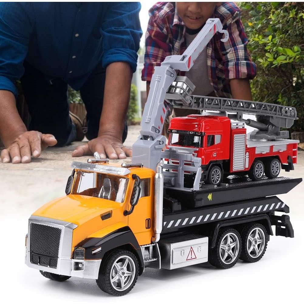 1/42 2 ks tlakově lité záchranné vozidlo Hasičské auto se stahovacím světlem pro děti s hudebním modelem