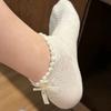 Female Summer Thin Model Lovely Bow Low Help Shallow Mouth Mesh Breathable Lace Socks