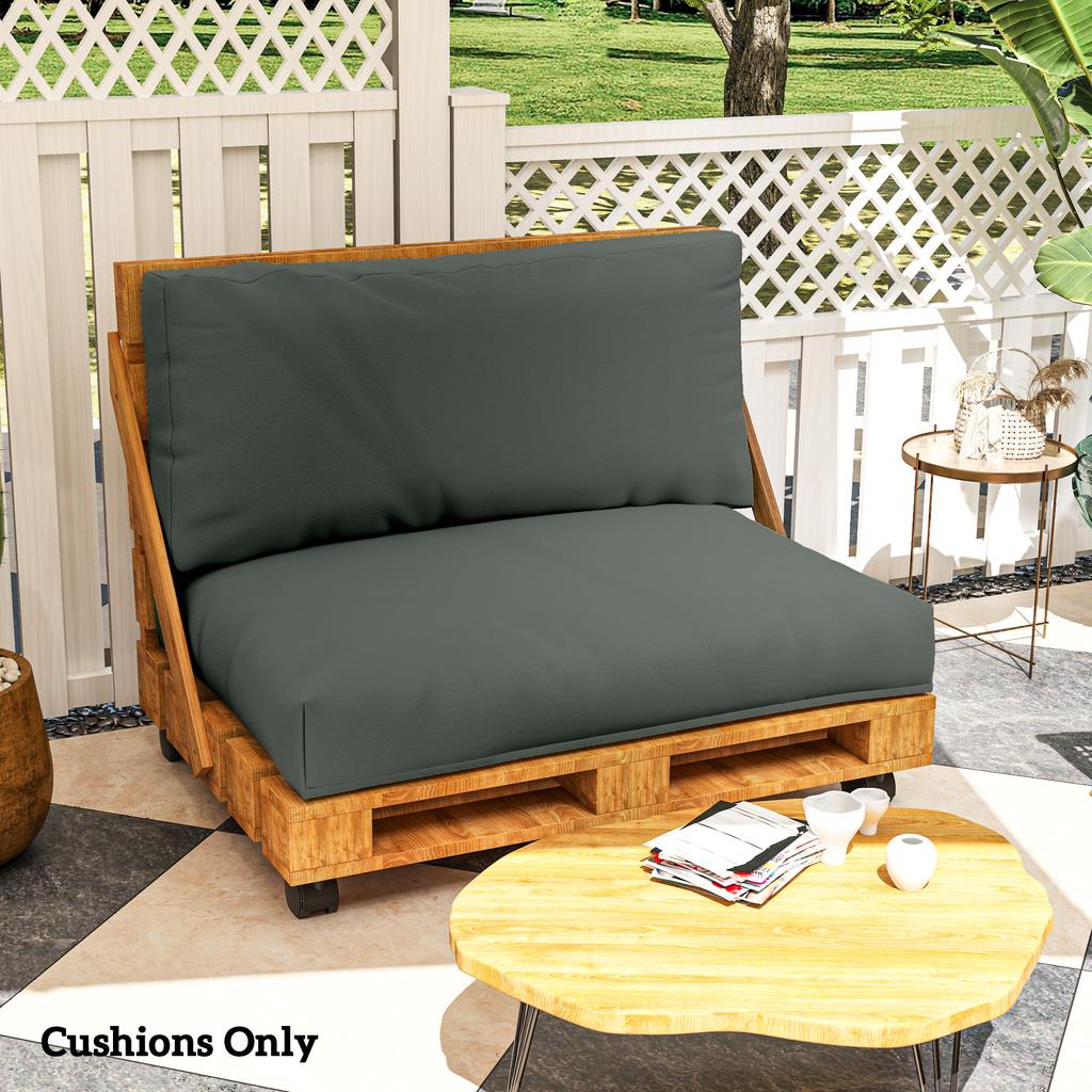 Two Piece Seat Pallet And Back Cushions   Charcoal Grey