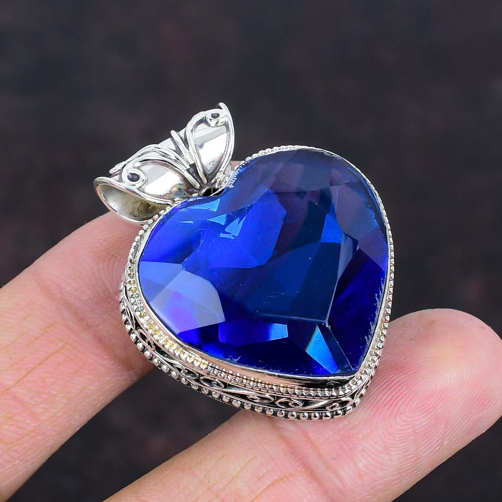 Faceted Tanzanite Quartz Pendant Vintage Pendant 925 Sterling Silver Pendant Natural Gemstone Jewelry Handmade Elegant Pendant Gifts for Her